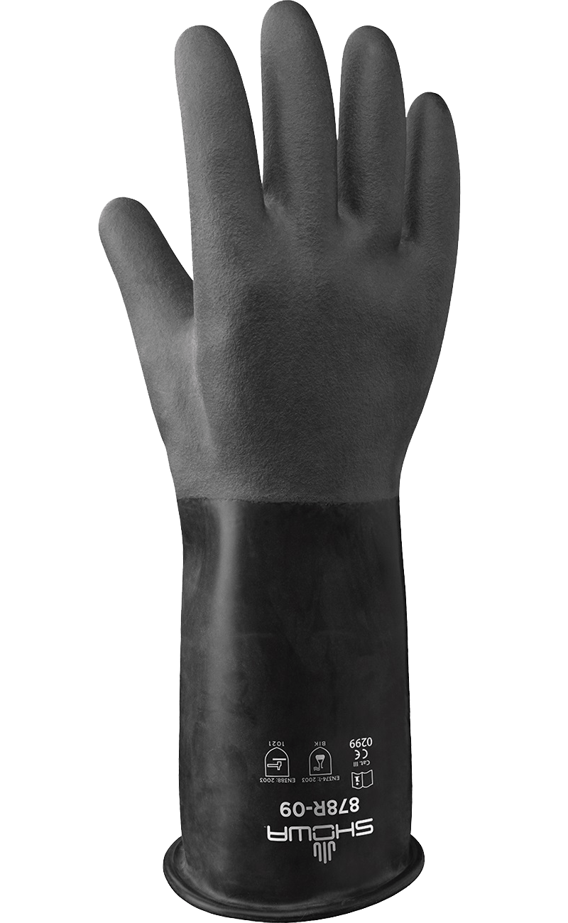 878R Showa® 25-Mil Unlined Rough Texture Grip  Butyl Rubber Chemical-Resistant Gloves