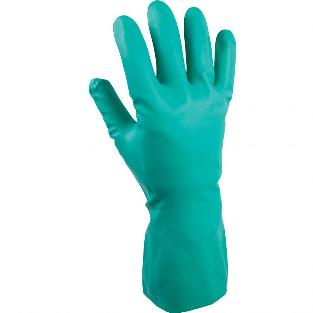 Showa® NM15FL chemical-resistant 15-mil unsupported 13-inch flock lined Nitrile Gloves