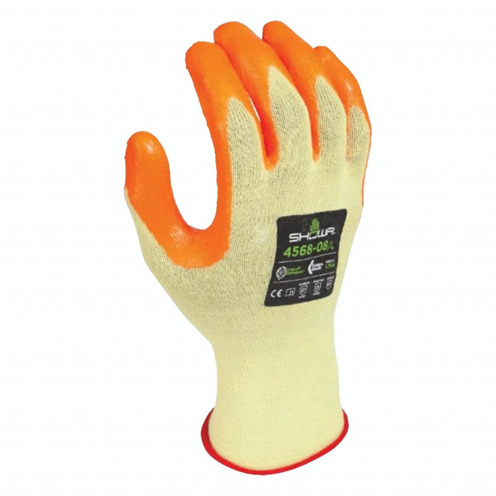 Showa® 4568 Kevlar® Hi-Vis Sponge Nitrile Coated A4 Cut Gloves