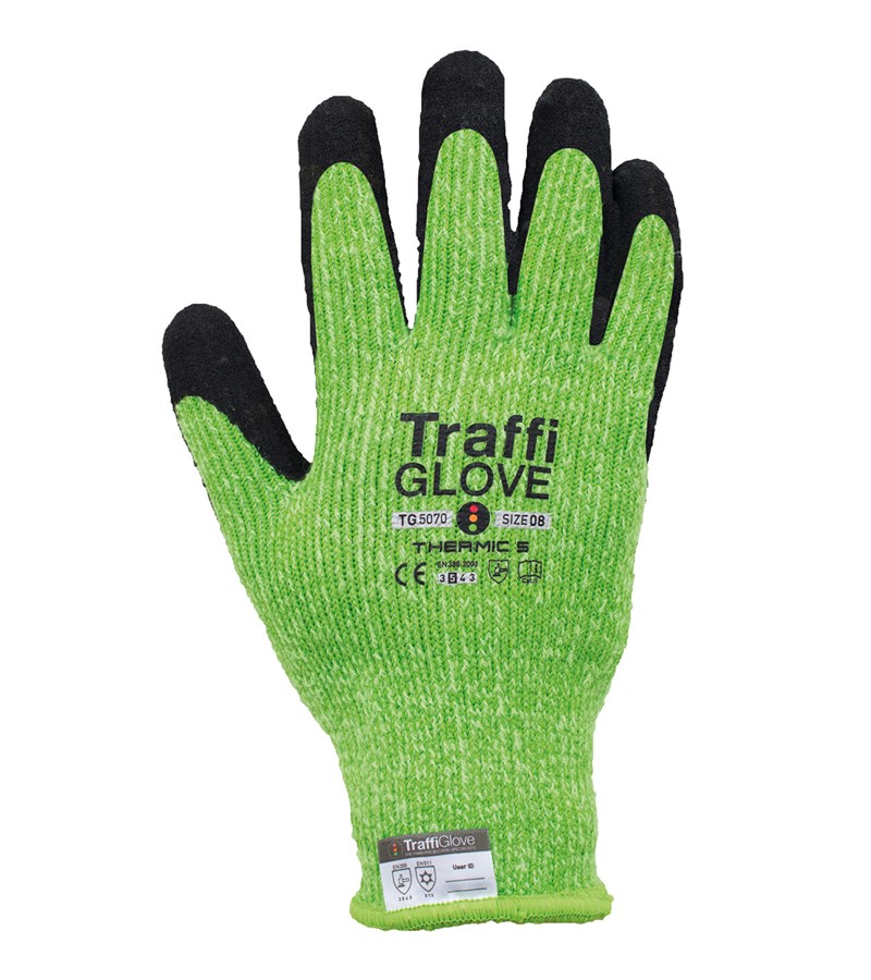 Thermic 5 Palm Coated Winter Gloves HiViz Cut Level A4 Thermal Work
