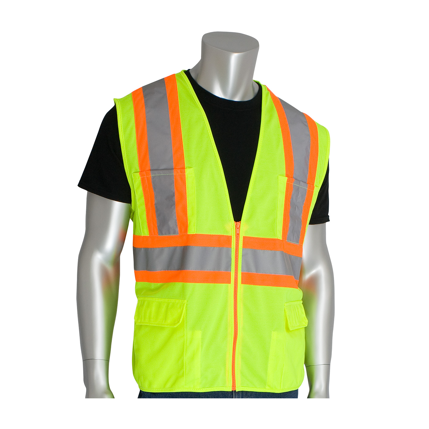 Ansi class 2 two tone surveyors safety vests two tone solid surveyors