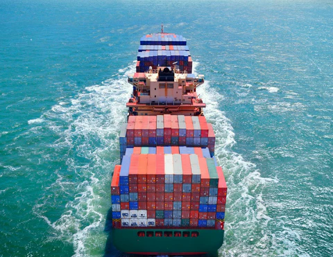 Container Ship Traveling the Seas