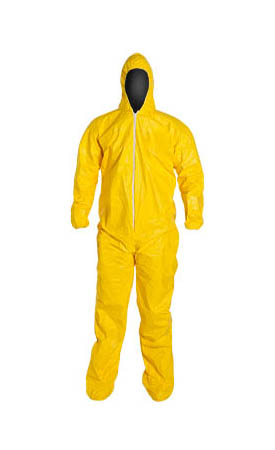QC122SYL DuPont™ Tychem® 2000 Disposable Chemical-Resistant Protective Coveralls w/ Hood/Boots, High Vis Yellow color