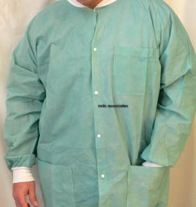 6200 Maytex® Disposable Teal SMS Protective Lab Jackets w/ Pockets & Knit Wrists