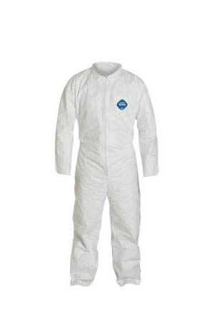 Dupont™ TY120S WH Tyvek® 400 White Standard Coveralls with open cuffs, collar and serged seams