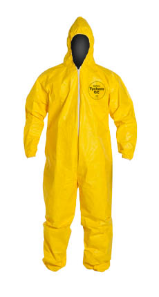 QC127SYL DuPont™ Tychem® 2000 Limited-Use Chemical-Resistant Protective Coveralls w/ Hood/Elastic, high vis yellow color