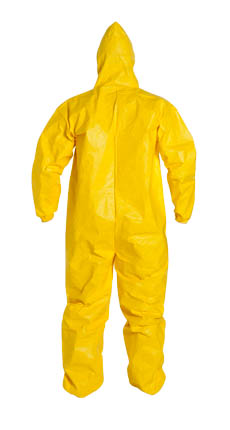 QC127SYL DuPont™ Tychem® 2000 Limited-Use Chemical-Resistant Protective Coveralls w/ Hood/Elastic, high-vis yellow color