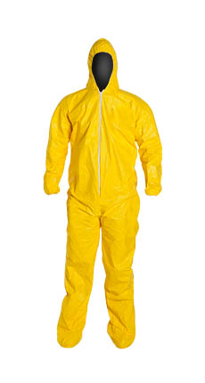 QC122SYL DuPont™ Tychem® 2000 Disposable Chemical-Resistant Protective Coveralls w/ Hood/Boots, High Vis Yellow color