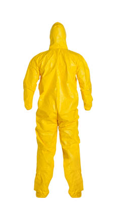 QC122SYL DuPont™ Tychem® 2000 Disposable Chemical-Resistant Protective Coveralls w/ Hood/Boots, High-Vis Yellow Color