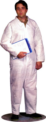 CVLSMSE MDS Economy Disposable White SMS Protective Coveralls w/ Elastic Cuffs
