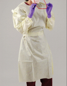 54111 Halyard® Tri-Layer Disposable Protective Yellow Isolation Gowns w/ Elastic Cuffs - XL