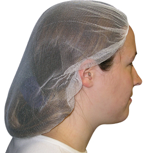 white hair net on a worker