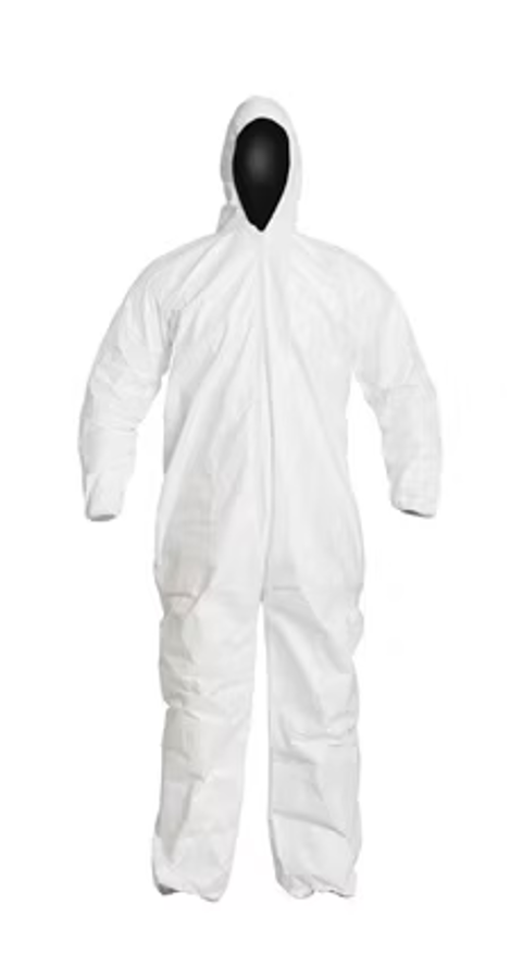 IC180S 00 DuPont™ Tyvek® IsoClean® Coveralls w/ Hood, Elastic Cuffs & Serged Seams