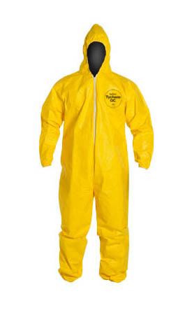 QC127SYL DuPont™ Tychem® 2000 Limited-Use Chemical-Resistant Protective Coveralls w/ Hood/Elastic, high vis yellow color