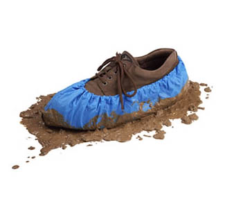 Emerald Disposable Blue Polyethylene Anti-Skid Shoe Covers