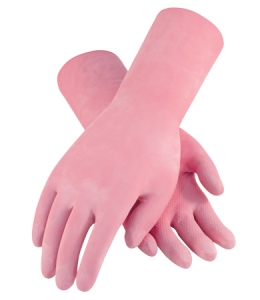 48-L185P PIP® Assurance® Flock-Lined Piink 18-mil Chemical-Resistant Latex Gloves