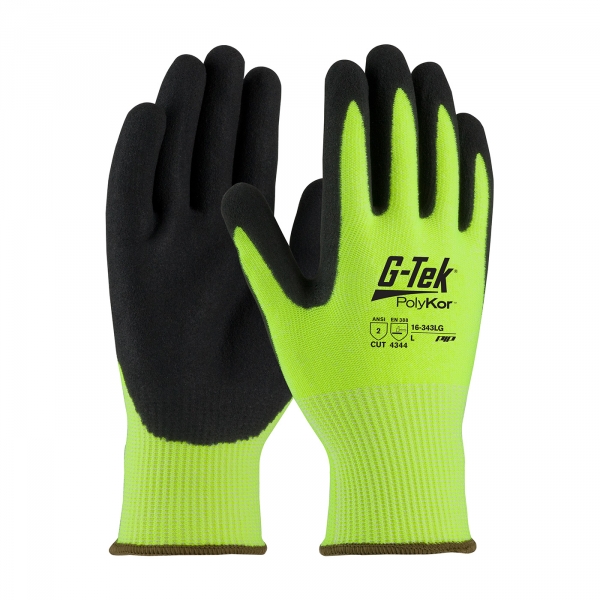 #16-343LG PIP® G-Tek® PolyKor™ Hi-Vis Nitrile Coated Gloves 