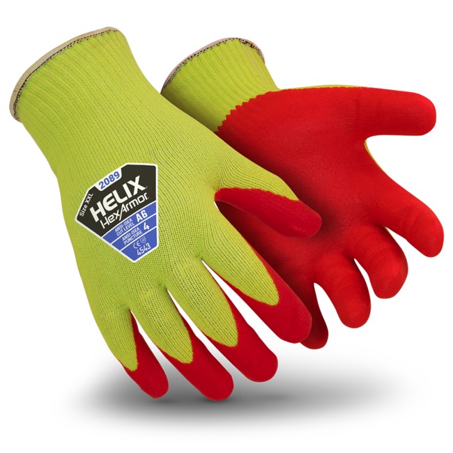 Helix® 2089 A6 Cut Gloves | Hi-Viz Cut Protection Gloves | Foam Nitrile ...