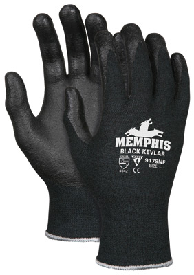 9178 Memphis™ Black Kevlar® Cut-Resistant Work Gloves, cut level 2