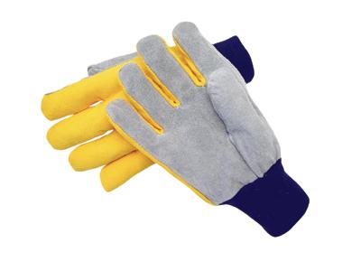 Select Shoulder Grade Split Leather Palm Gloves, MDS Economy Leather Palm Work Gloves w/ Knit Wrist 