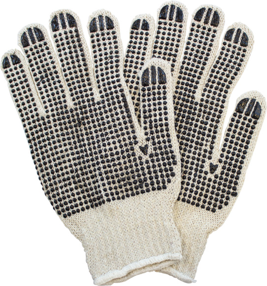 Cotton Polyester String Knit Two Sided PVC Dotted Grip Gloves | Knitted ...