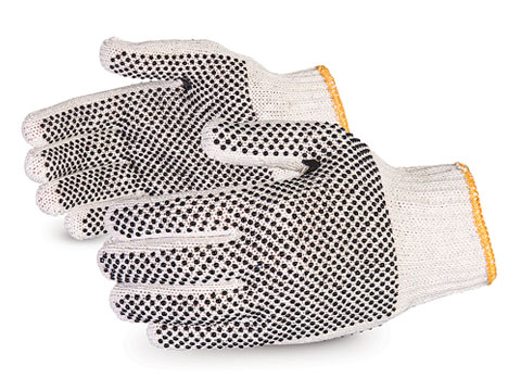 PVC Coated Cotton/Polyester Knit Work Double-Sided Dots Work Gloves Large -  DOT