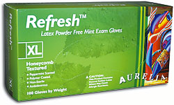 Aurelia® Refresh™ Disposable powder-Free Mint Latex Exam Gloves