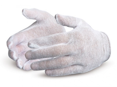 Superior Glove® Bleach White Lightweight Cotton/Poly Slip-on Inspectors Gloves