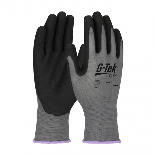 #34-300 PIP® G-Tek® GP Seamless Knit Polyester Glove with Nitrile Coated MicroSurface Grip on Palm & Fingers - 13 Gauge