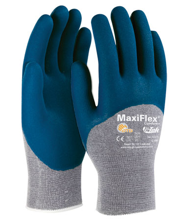 MaxiFlex® Comfort™ Seamless Knit Cotton / Nylon / Lycra Glove with Nitrile Coated MicroFoam Grip on Palm, Fingers & Knuckles #34-9025