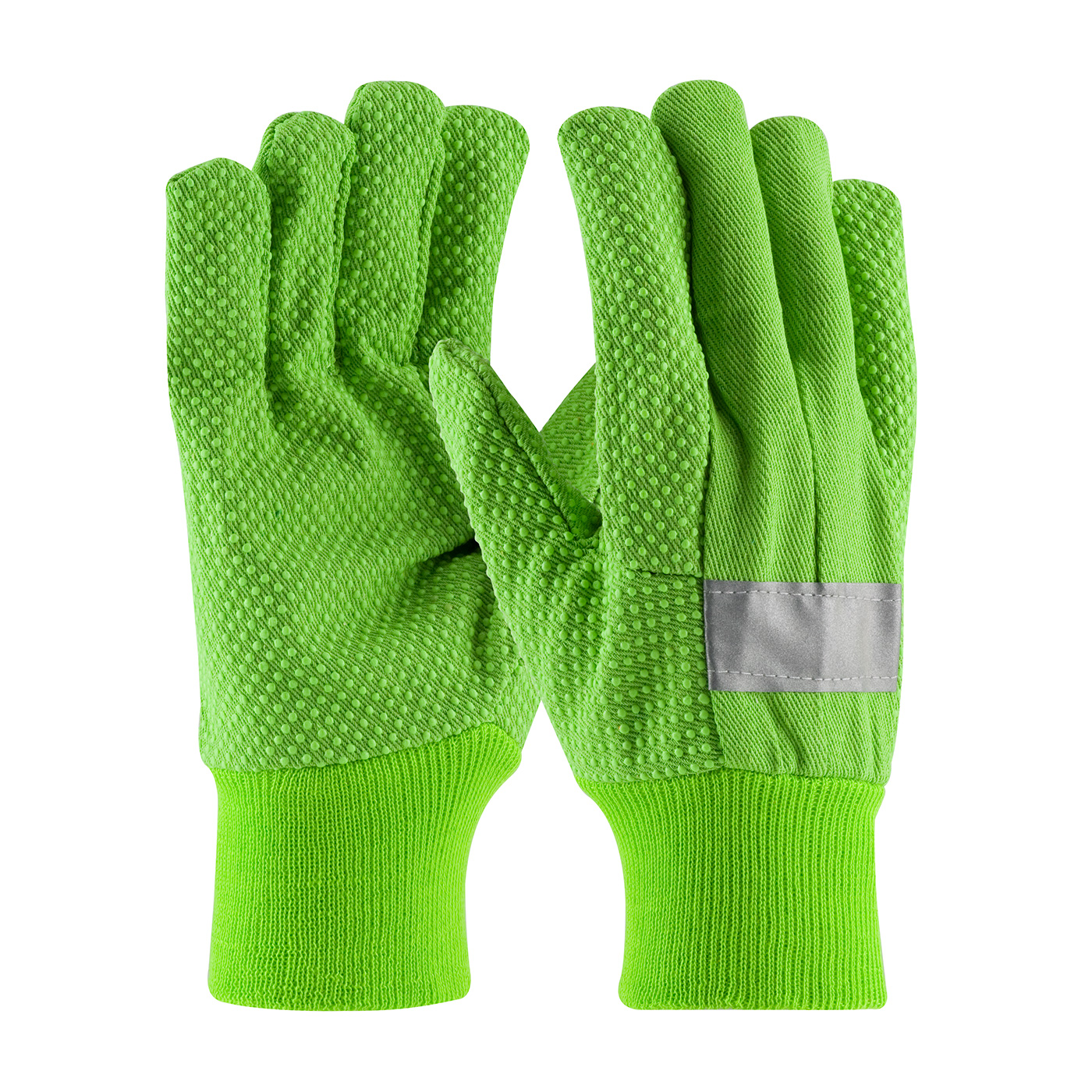 HiViz Cotton Canvas PVC Dotted Gloves PVC Dotted Canvas Gloves Hi