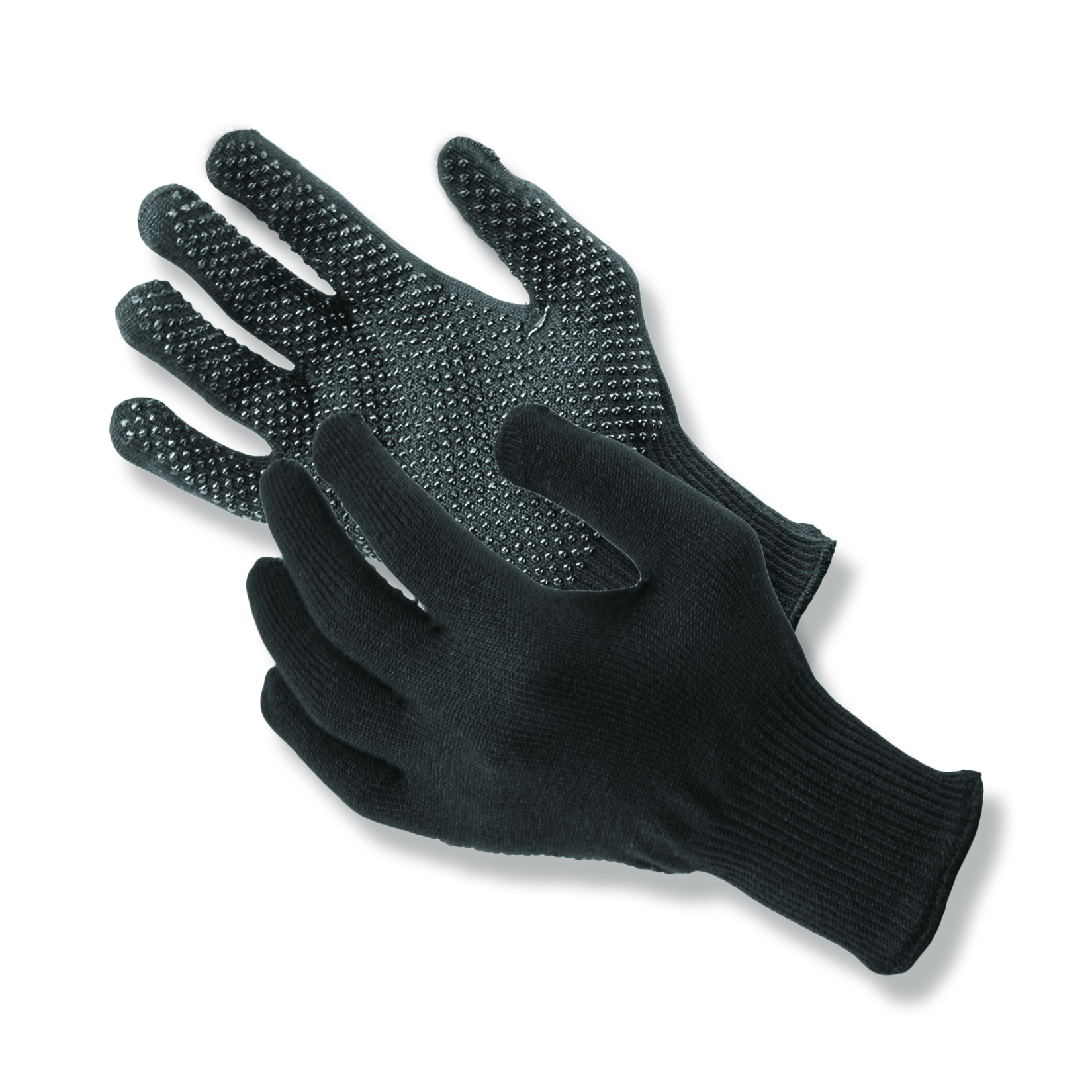 Mens Warm Stretchy Magic Gripper Gloves in Black with Dotted Grips