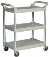 Rubbermaid® Commercial Three-Shelf Service Cart- Platinum