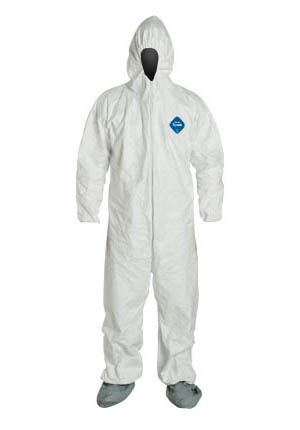 TY122SWH Dupont™ Tyvek® 400 Limited-Use Coveralls with Hood and Gray FC booties