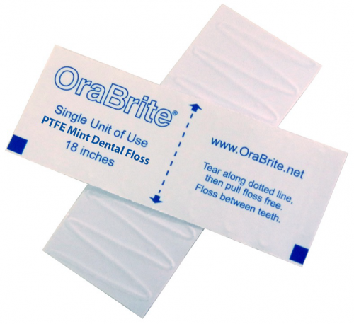 #ORA30003 OraLine® Sachet 18` Single Use Individually Wrapped  Premium PTFE Mint Dental Floss Packet