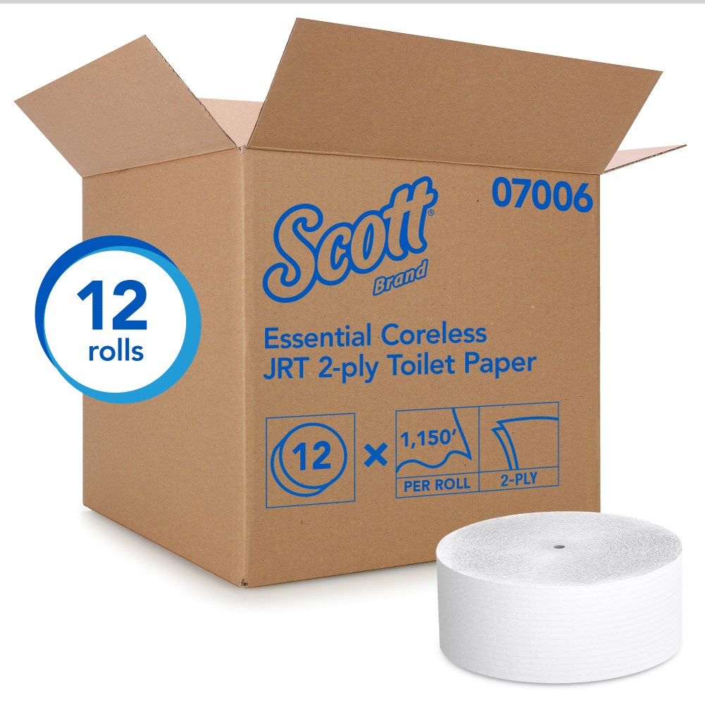 Kimberly Clark® Scott® Essential Coreless 07006 JRT Toilet Paper, 2-Ply (12/1150') 
