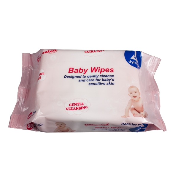 1327 Dynarex® Alcohol-Free Unscented Baby Wipes w/ Aloe & Lanolin in Soft Packs- Peel Top