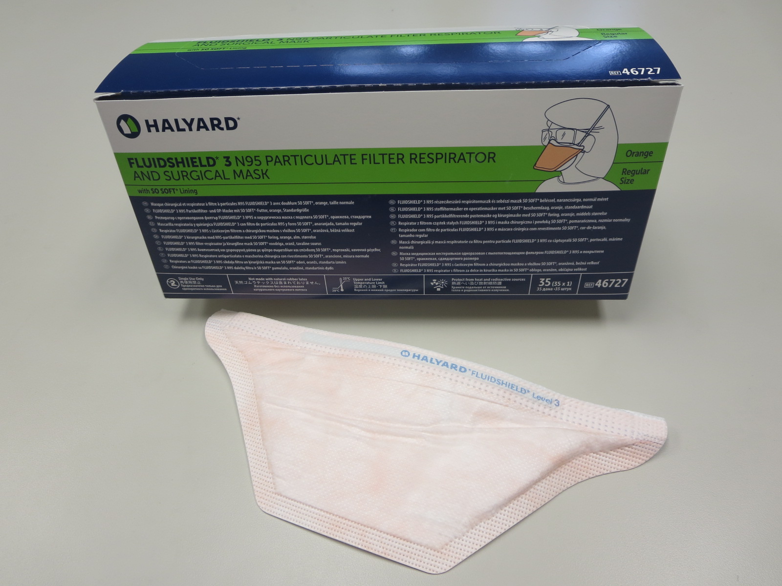 O&M Halyard® FluidShield Level 3 N95 Particulate Filter Respirator Surgical Masks