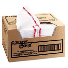 8250 Chicopee® Chix® Disposable Food Service Towels with Microban®, Red and White, 